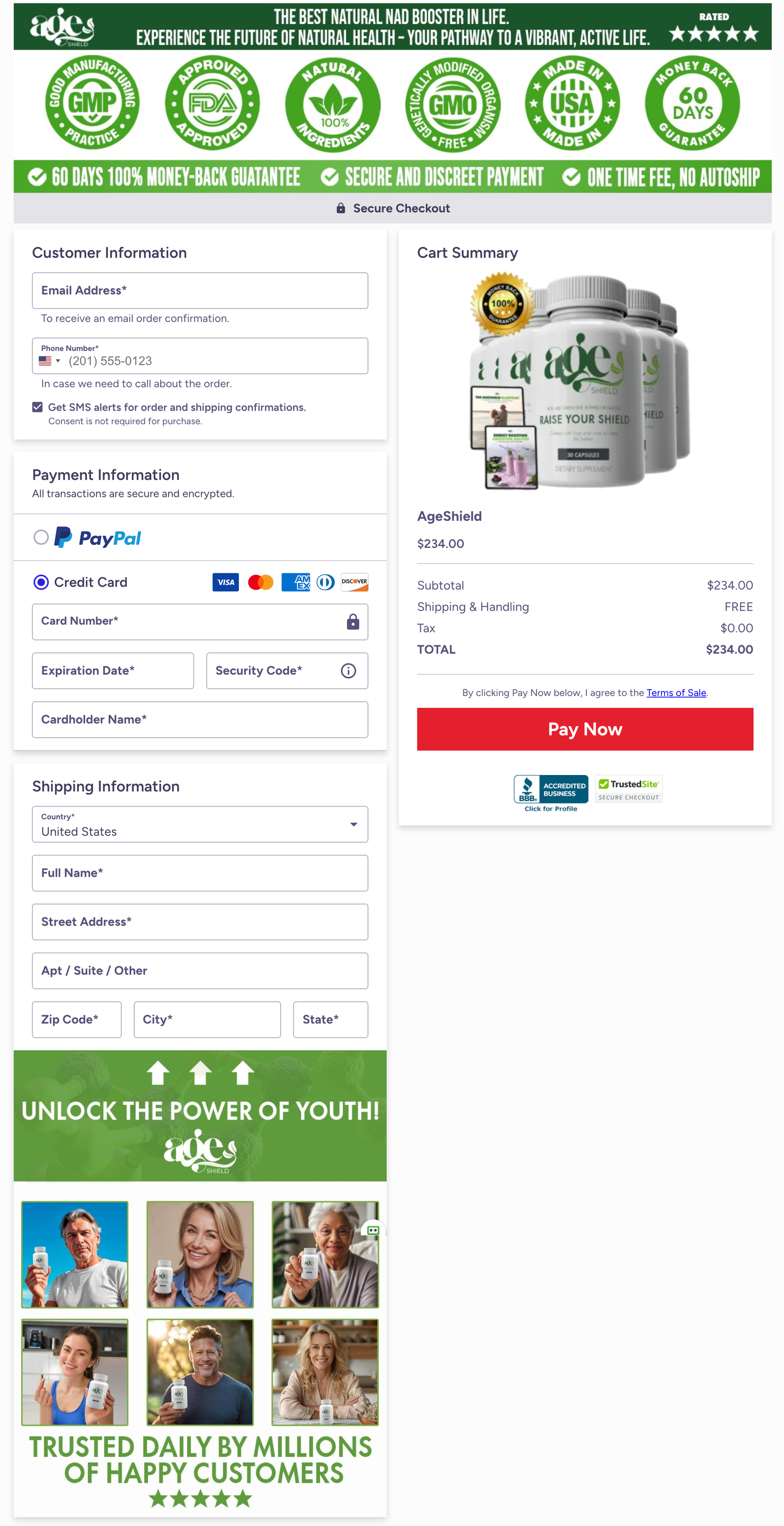 AgeShield Official Website Secure Order Page